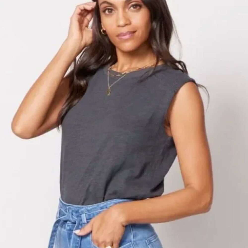 EVEREVE Tait Stitched Muscle Tank Washed Black Size Medium